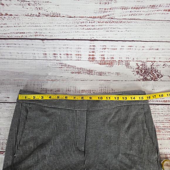 Theory Womens Houndstooth Pants 10 Black Gray Plaid Crop Trousers Academia Twee - Picture 8 of 10